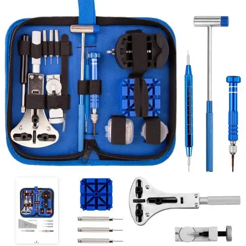 XOOL Watch Link Removal Tool, 210 PCS Watch Repair Kit, Watch Battery Replacement Tool Kit, Watch Case Opener Spring Bar Tools, Watch Band Link Pin Tool Set with Carrying Case & Instruction Manual